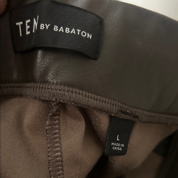 Babaton High-Rise Faux Leather Flare Pants - Dark Brown - Picture 2 of 4